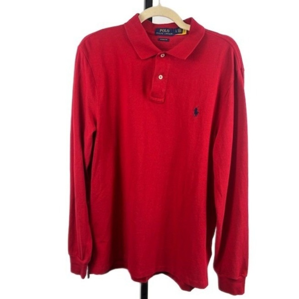 Polo Ralph Lauren Men's‎ Size Large Red Long Sleeve Classic Fit Polo Shirt